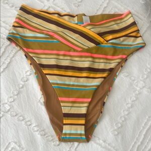 Striped High-Waisted Bikini Bottom